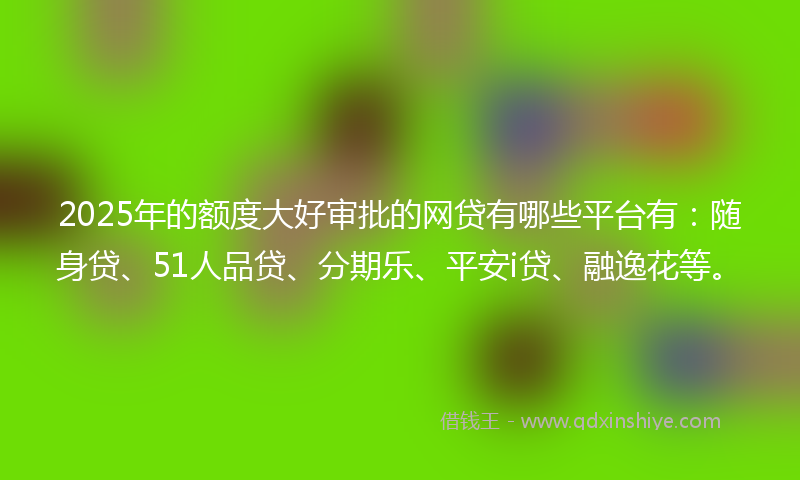 2025年的额度大好审批的网贷有哪些平台有：随身贷、51人品贷、分期乐、平安i贷、融逸花等。