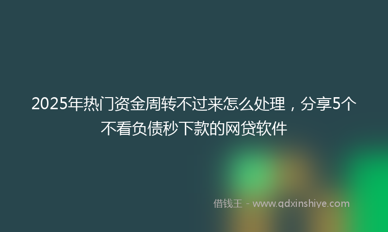 2025年热门资金周转不过来怎么处理，分享5个不看负债秒下款的网贷软件