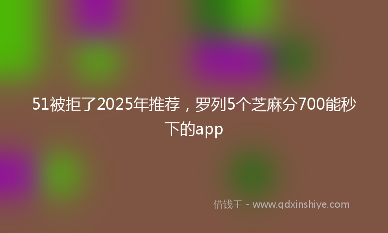 51被拒了2025年推荐，罗列5个芝麻分700能秒下的app