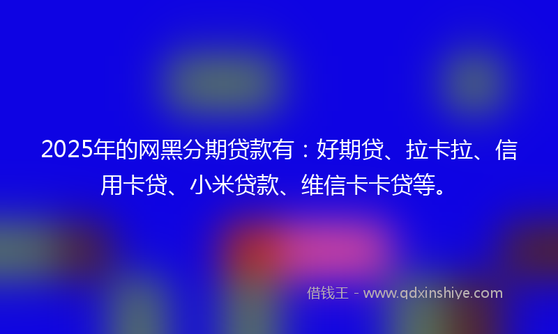 2025年的网黑分期贷款有：好期贷、拉卡拉、信用卡贷、小米贷款、维信卡卡贷等。