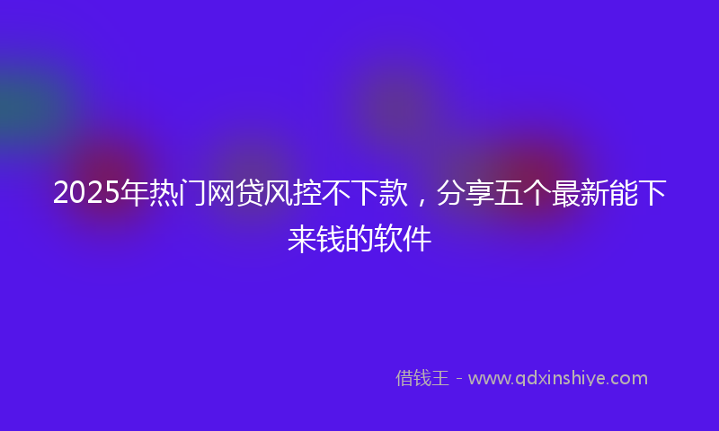 2025年热门网贷风控不下款，分享五个最新能下来钱的软件