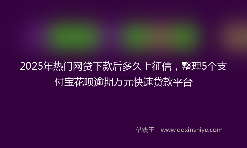 2025年热门网贷下款后多久上征信，整理5个支付宝花呗逾期万元快速贷款平台