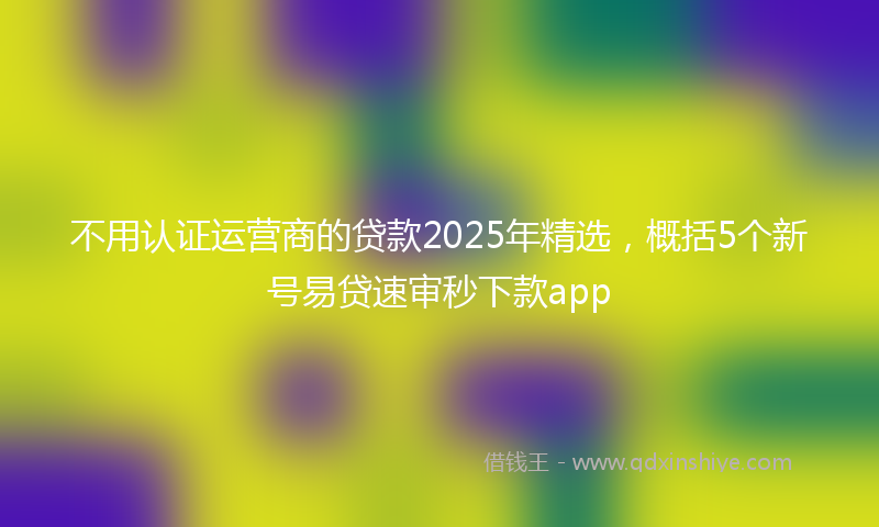 不用认证运营商的贷款2025年精选，概括5个新号易贷速审秒下款app