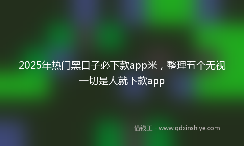 2025年热门黑口子必下款app米，整理五个无视一切是人就下款app