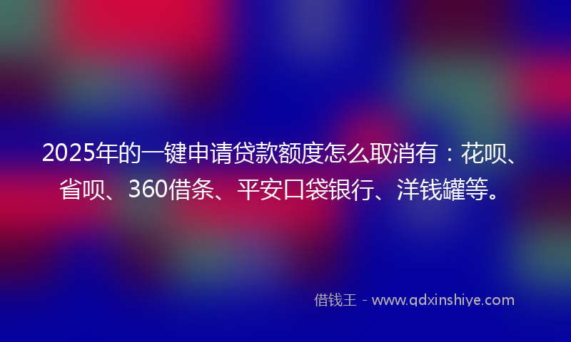 2025年的一键申请贷款额度怎么取消有：花呗、省呗、360借条、平安口袋银行、洋钱罐等。