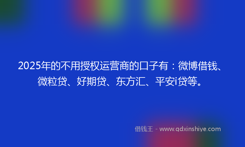 2025年的不用授权运营商的口子有：微博借钱、微粒贷、好期贷、东方汇、平安i贷等。