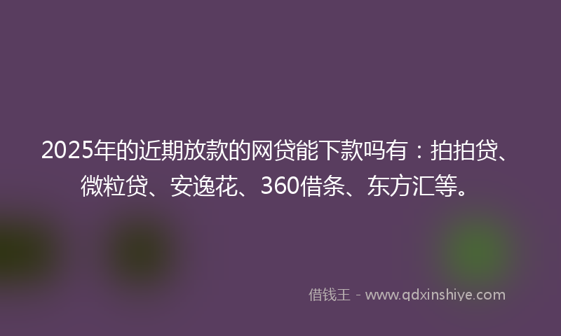 2025年的近期放款的网贷能下款吗有:拍拍贷、微粒贷、安逸花、360借条、东方汇等。