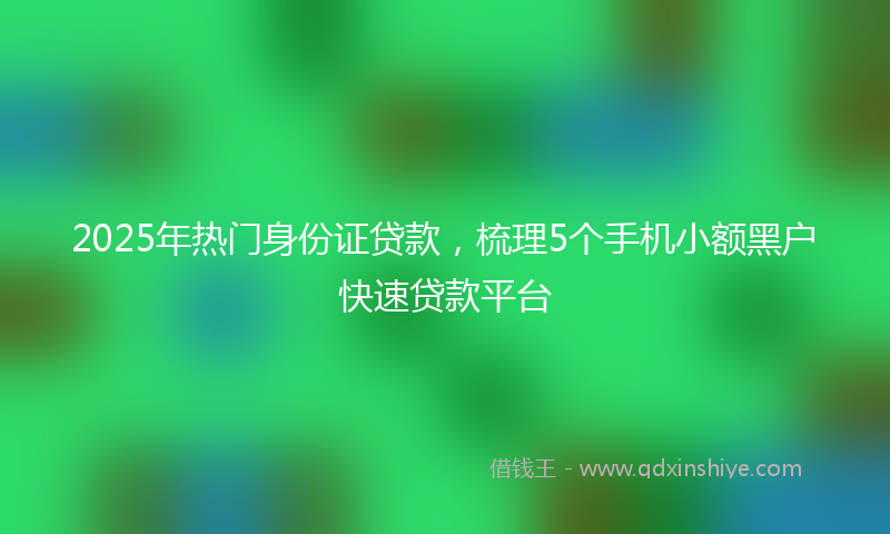 2025年热门身份证贷款，梳理5个手机小额黑户快速贷款平台