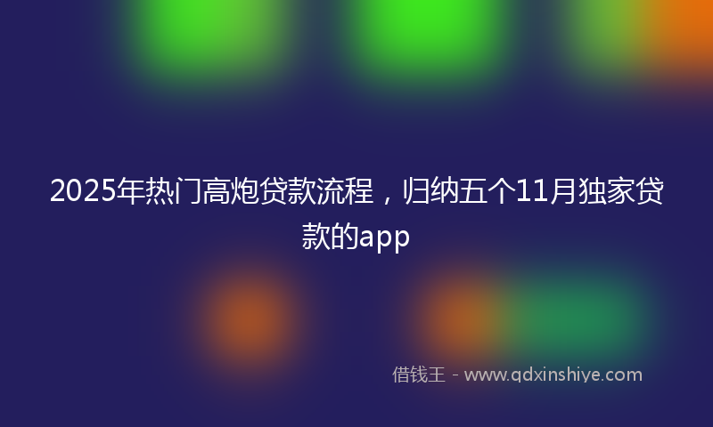 2025年热门高炮贷款流程，归纳五个11月独家贷款的app