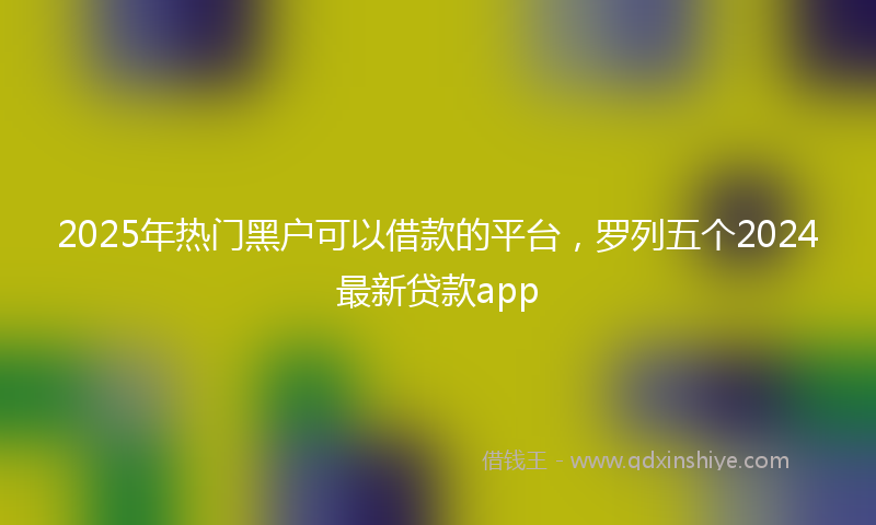 2025年热门黑户可以借款的平台，罗列五个2024最新贷款app
