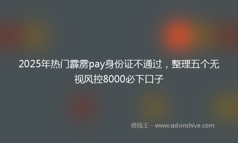 2025年热门霹雳pay身份证不通过，整理五个无视风控8000必下口子