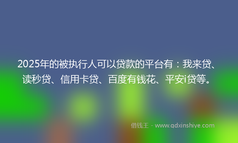 2025年的被执行人可以贷款的平台有：我来贷、读秒贷、信用卡贷、百度有钱花、平安i贷等。