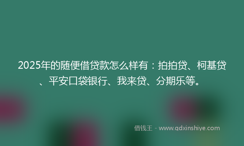 2025年的随便借贷款怎么样有：拍拍贷、柯基贷、平安口袋银行、我来贷、分期乐等。