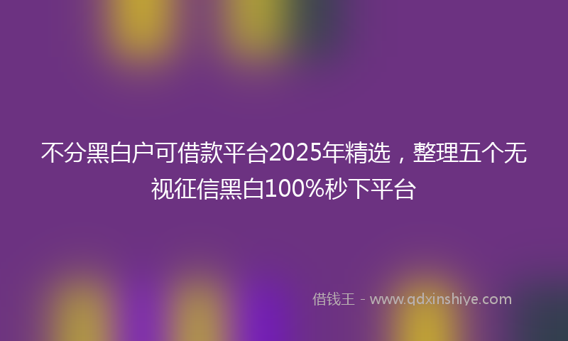 不分黑白户可借款平台2025年精选，整理五个无视征信黑白100%秒下平台