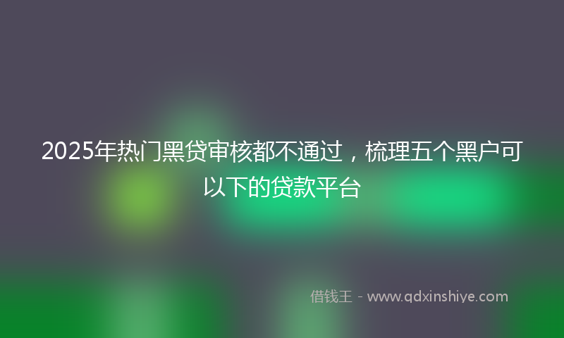 2025年热门黑贷审核都不通过,梳理五个黑户可以下的贷款平台