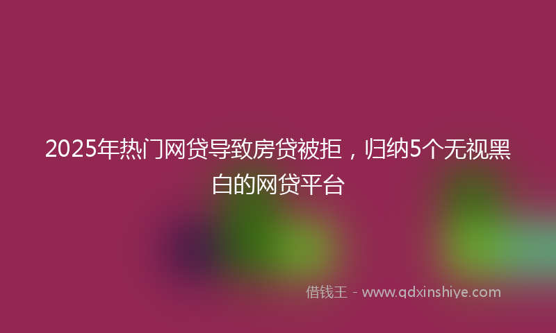 2025年热门网贷导致房贷被拒，归纳5个无视黑白的网贷平台