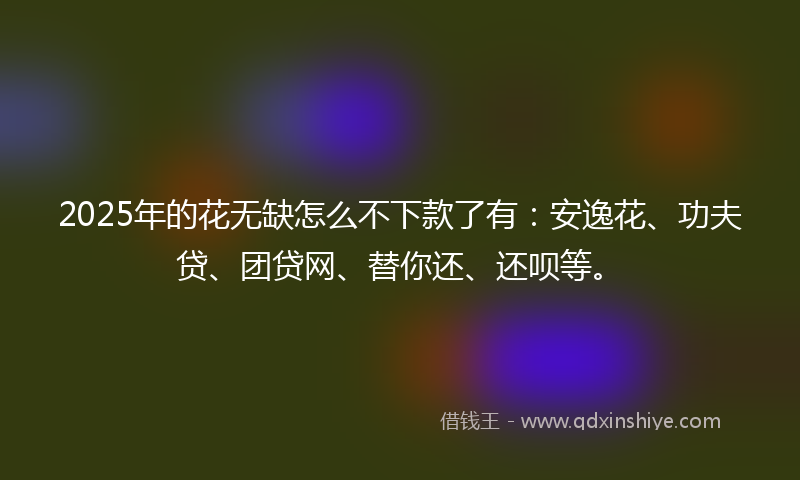 2025年的花无缺怎么不下款了有:安逸花、功夫贷、团贷网、替你还、还呗等。