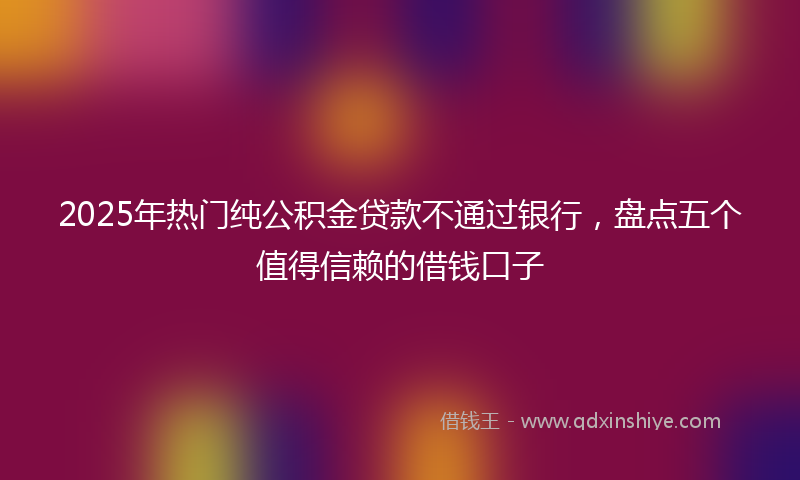 2025年热门纯公积金贷款不通过银行，盘点五个值得信赖的借钱口子