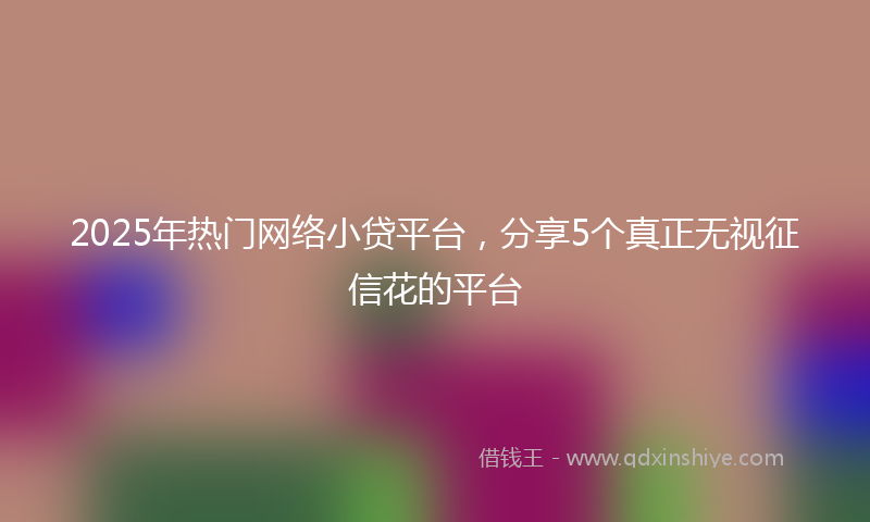 2025年热门网络小贷平台，分享5个真正无视征信花的平台