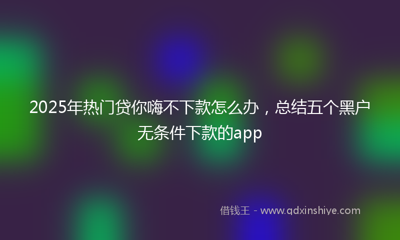 2025年热门贷你嗨不下款怎么办，总结五个黑户无条件下款的app