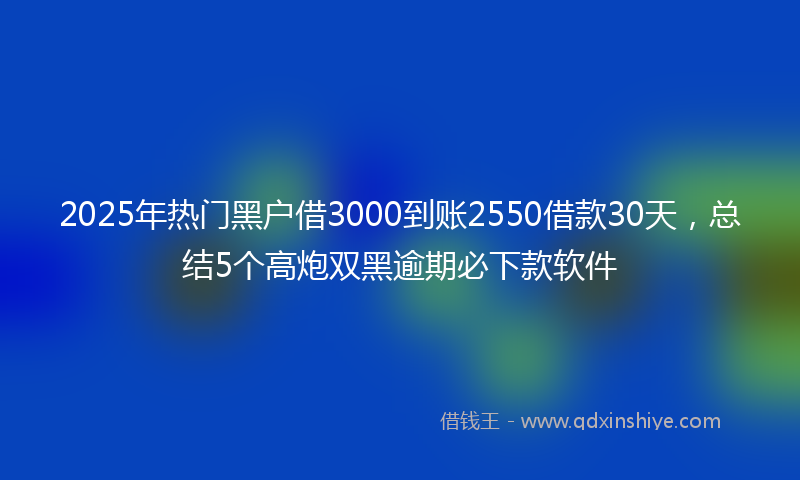 2025年热门黑户借3000到账2550借款30天，总结5个高炮双黑逾期必下款软件