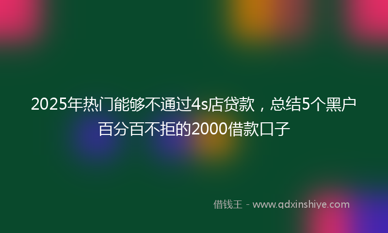 2025年热门能够不通过4s店贷款，总结5个黑户百分百不拒的2000借款口子