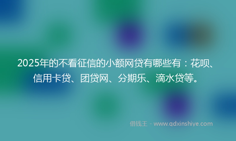 2025年的不看征信的小额网贷有哪些有：花呗、信用卡贷、团贷网、分期乐、滴水贷等。