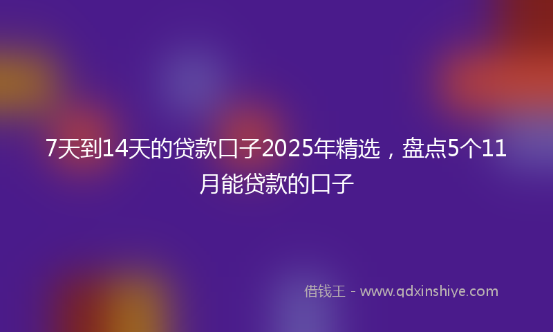 7天到14天的贷款口子2025年精选，盘点5个11月能贷款的口子