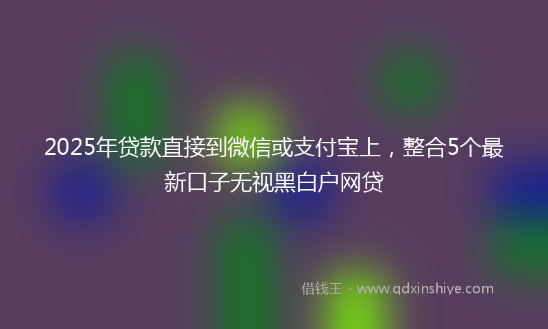 2025年贷款直接到微信或支付宝上，整合5个最新口子无视黑白户网贷