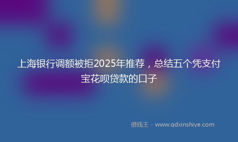 上海银行调额被拒2025年推荐，总结五个凭支付宝花呗贷款的口子