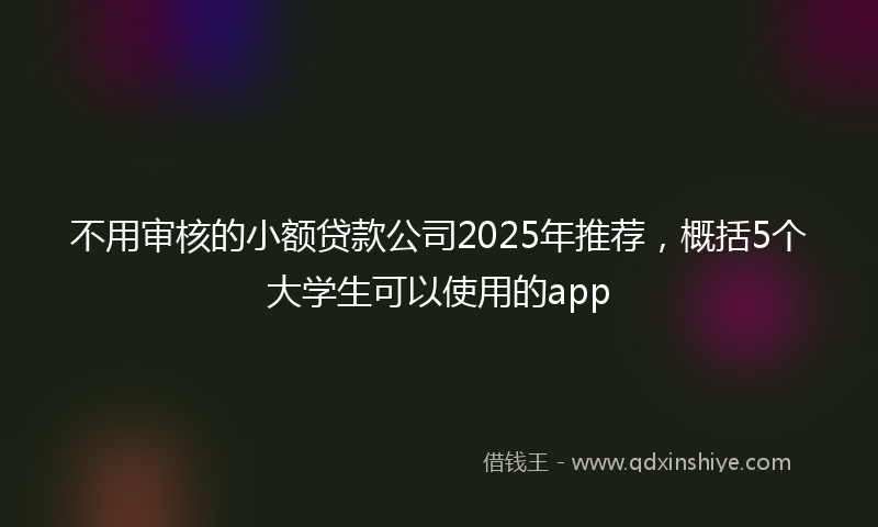不用审核的小额贷款公司2025年推荐，概括5个大学生可以使用的app
