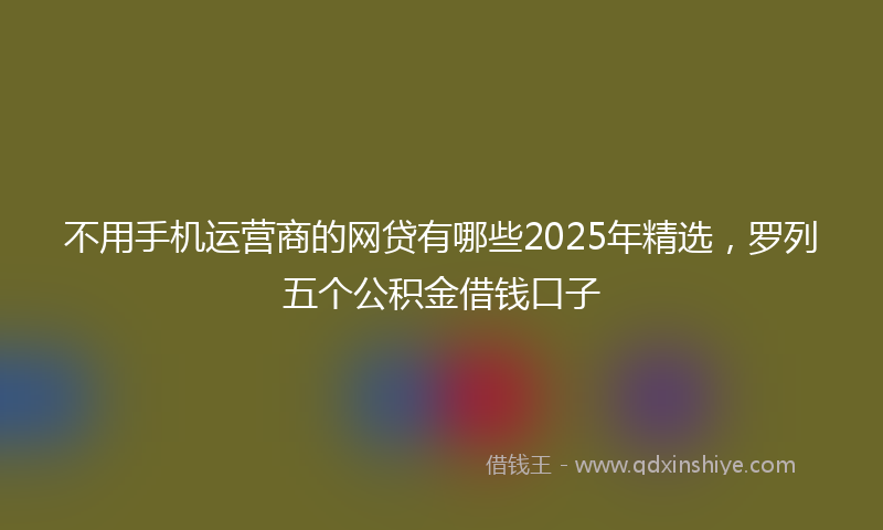 不用手机运营商的网贷有哪些2025年精选，罗列五个公积金借钱口子