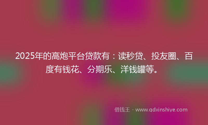 2025年的高炮平台贷款有:读秒贷、投友圈、百度有钱花、分期乐、洋钱罐等。
