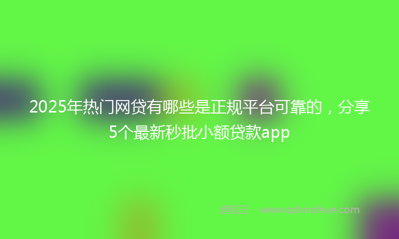 2025年热门网贷有哪些是正规平台可靠的，分享5个最新秒批小额贷款app
