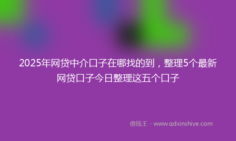 2025年网贷中介口子在哪找的到，整理5个最新网贷口子今日整理这五个口子