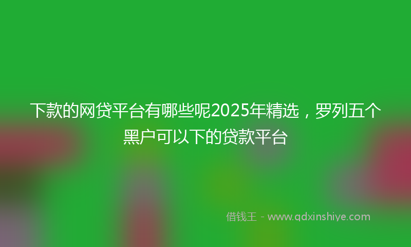下款的网贷平台有哪些呢2025年精选，罗列五个黑户可以下的贷款平台