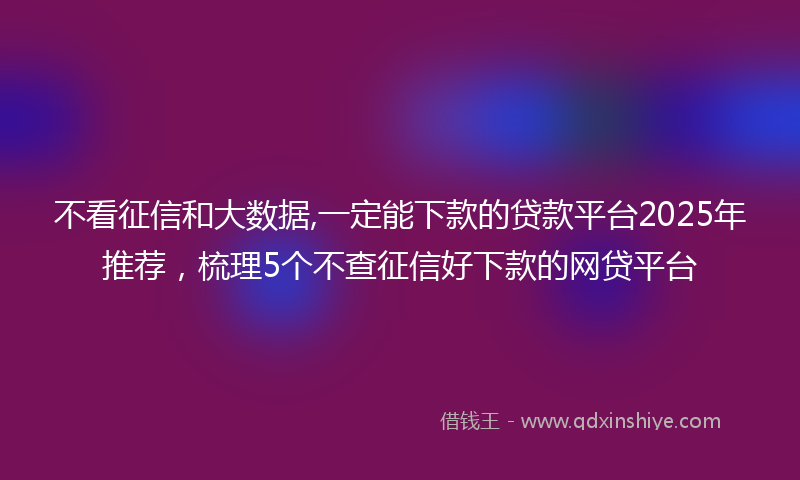 不看征信和大数据,一定能下款的贷款平台2025年推荐，梳理5个不查征信好下款的网贷平台