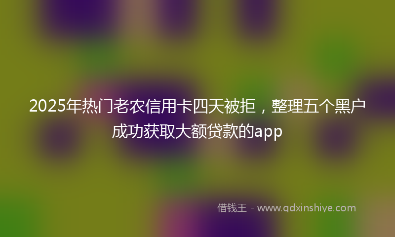 2025年热门老农信用卡四天被拒，整理五个黑户成功获取大额贷款的app