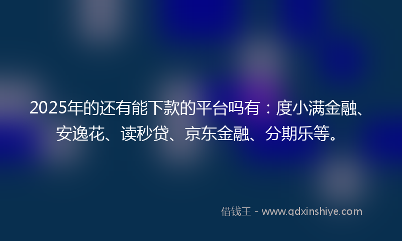 2025年的还有能下款的平台吗有：度小满金融、安逸花、读秒贷、京东金融、分期乐等。