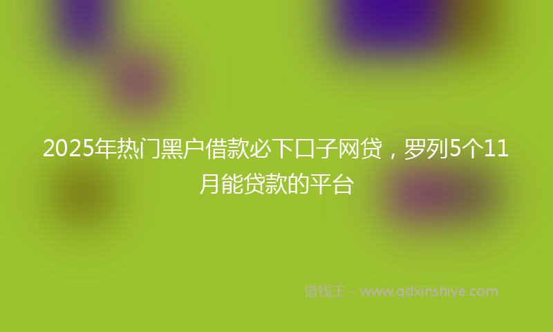2025年热门黑户借款必下口子网贷，罗列5个11月能贷款的平台