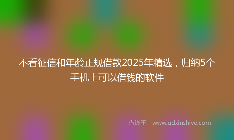 不看征信和年龄正规借款2025年精选,归纳5个手机上可以借钱的软件