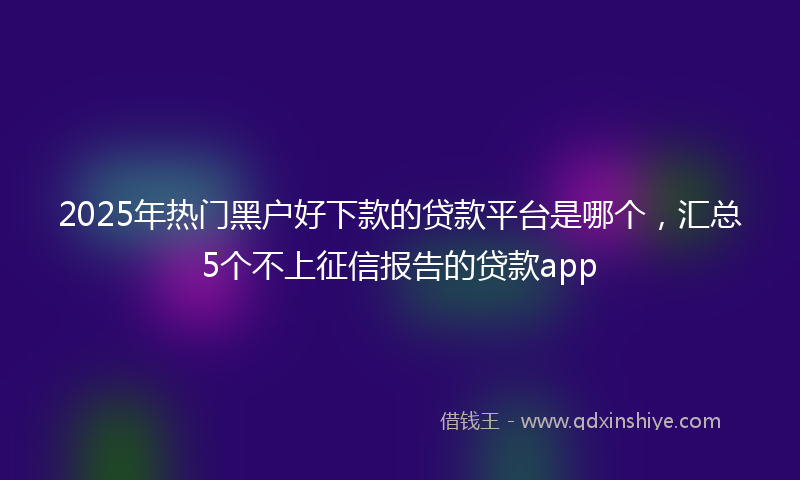 2025年热门黑户好下款的贷款平台是哪个，汇总5个不上征信报告的贷款app