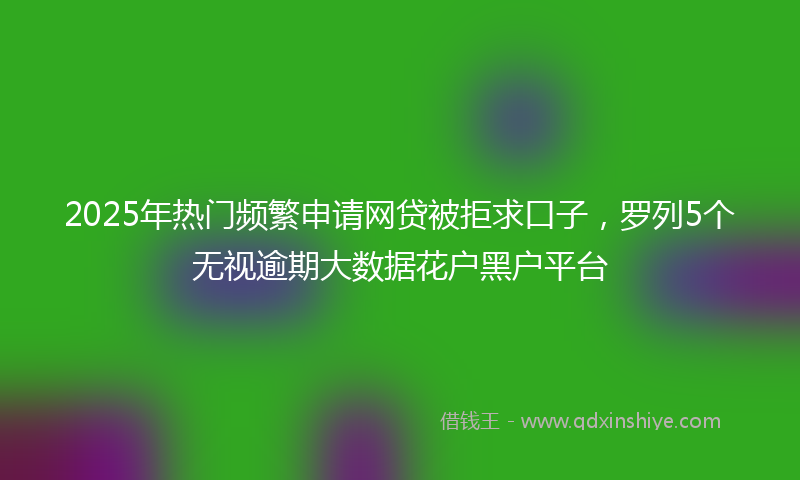 2025年热门频繁申请网贷被拒求口子，罗列5个无视逾期大数据花户黑户平台