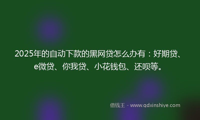 2025年的自动下款的黑网贷怎么办有：好期贷、e微贷、你我贷、小花钱包、还呗等。