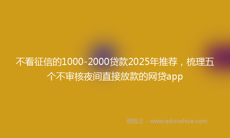 不看征信的1000-2000贷款2025年推荐，梳理五个不审核夜间直接放款的网贷app