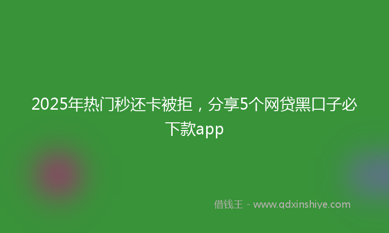 2025年热门秒还卡被拒，分享5个网贷黑口子必下款app