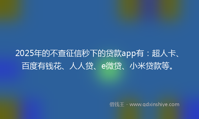 2025年的不查征信秒下的贷款app有：超人卡、百度有钱花、人人贷、e微贷、小米贷款等。