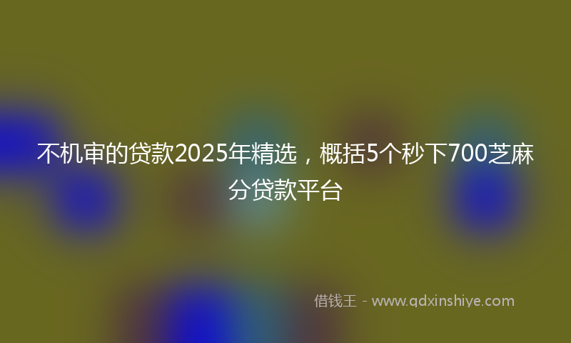 不机审的贷款2025年精选，概括5个秒下700芝麻分贷款平台