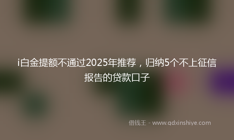 i白金提额不通过2025年推荐,归纳5个不上征信报告的贷款口子