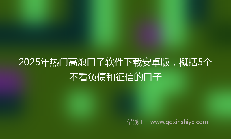 2025年热门高炮口子软件下载安卓版，概括5个不看负债和征信的口子